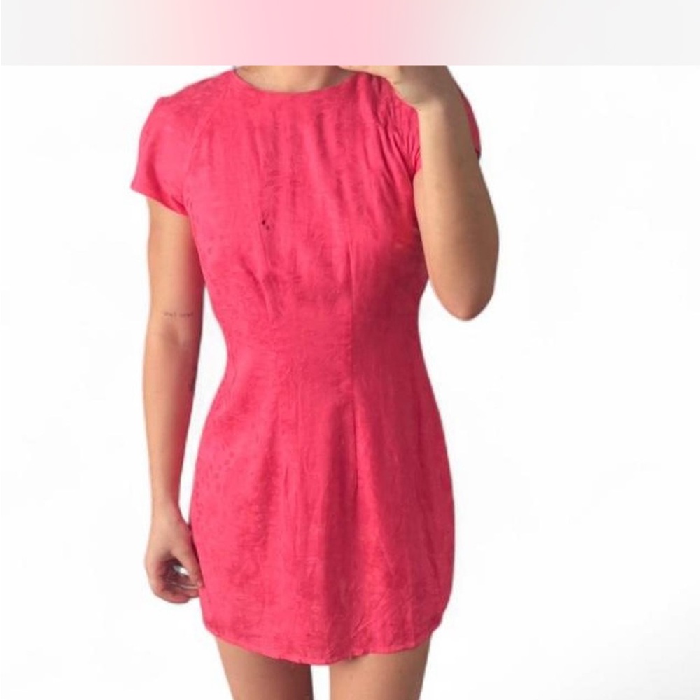 Free People Pink Puff Sleeve Sheath Mini Dress